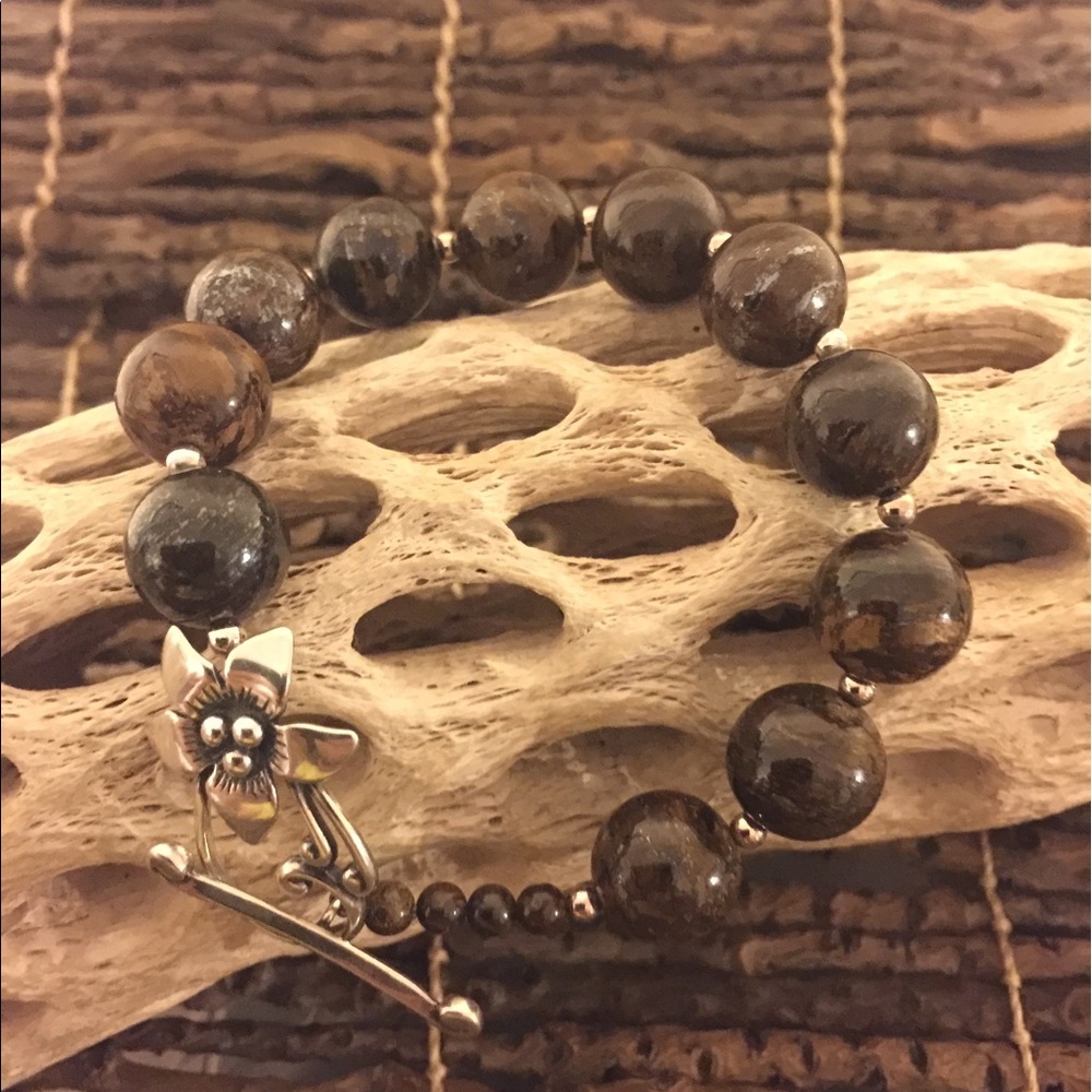 Silpada .925 Sterling Bronzite Bead Bracelet